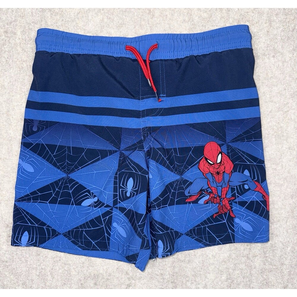 Marvel Spider-Man Swim Trunks Boys 6/7 Lined Blue Drawstring
